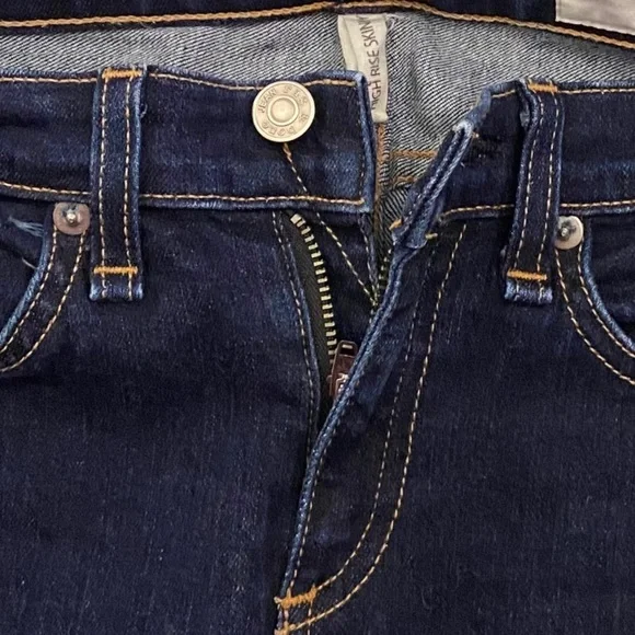 Rag and Bone High Rise Skinny Jean Dark Blue Wash Stretch 25 - Picture 13 of 16